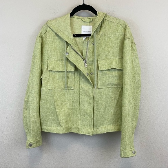 Avec Les Filles Green Hooded Utility Short Jacket Size Large - Picture 2 of 10